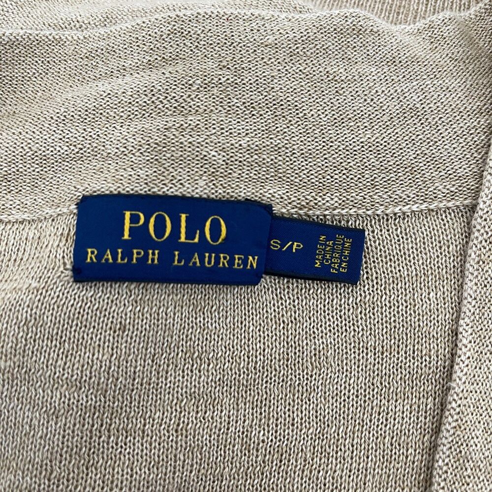 Polo‎ Ralph Lauren Women's V-Neck Sweater Small Beige 100% Linen - Picture 7 of 9